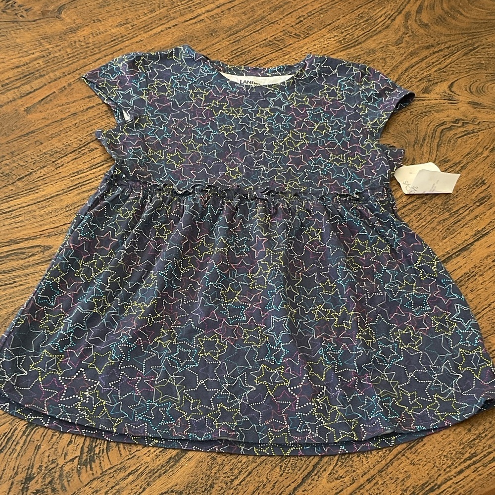 Lands' End Star Pattern Kids Dress - Blue and Purple
